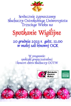Spotkanie Wigilijne Słuchaczy Ostrołęckiego Uniwersytetu Trzeciego Wieku 