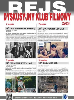 Dyskusyjny Klub Filmowy "Rejs" - repertuar na GRUDZIEŃ 2024 r.