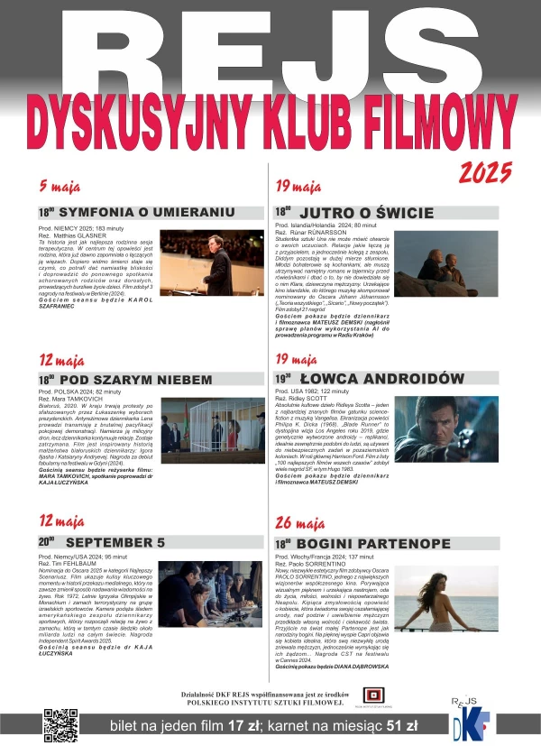 Dyskusyjny Klub Filmowy "Rejs" - repertuar na MAJ 2025 r.