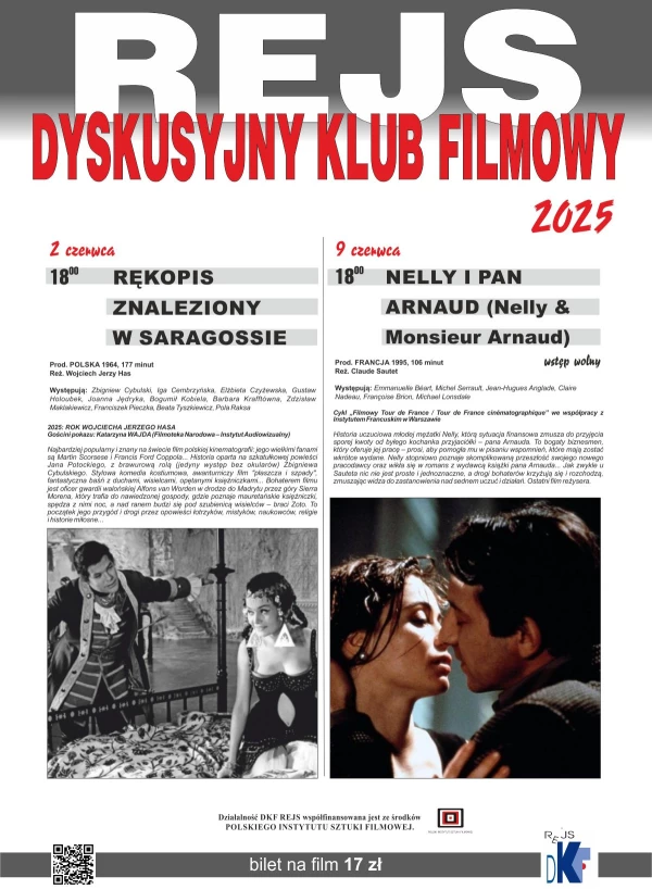 Dyskusyjny Klub Filmowy "Rejs" - repertuar na CZERWIEC 2025 r.