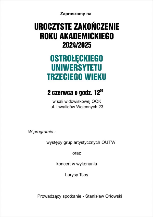 ZAKOŃCZENIE ROKU AKADEMICKIEGO 2024/2025 OUTW