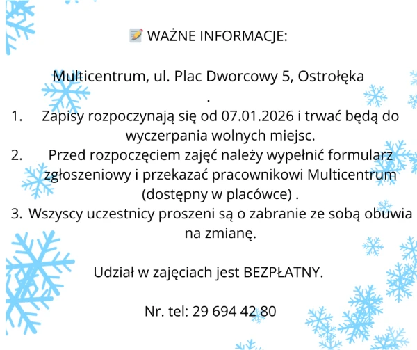 FERIE ZIMOWE 2026 W MULTICENTRUM